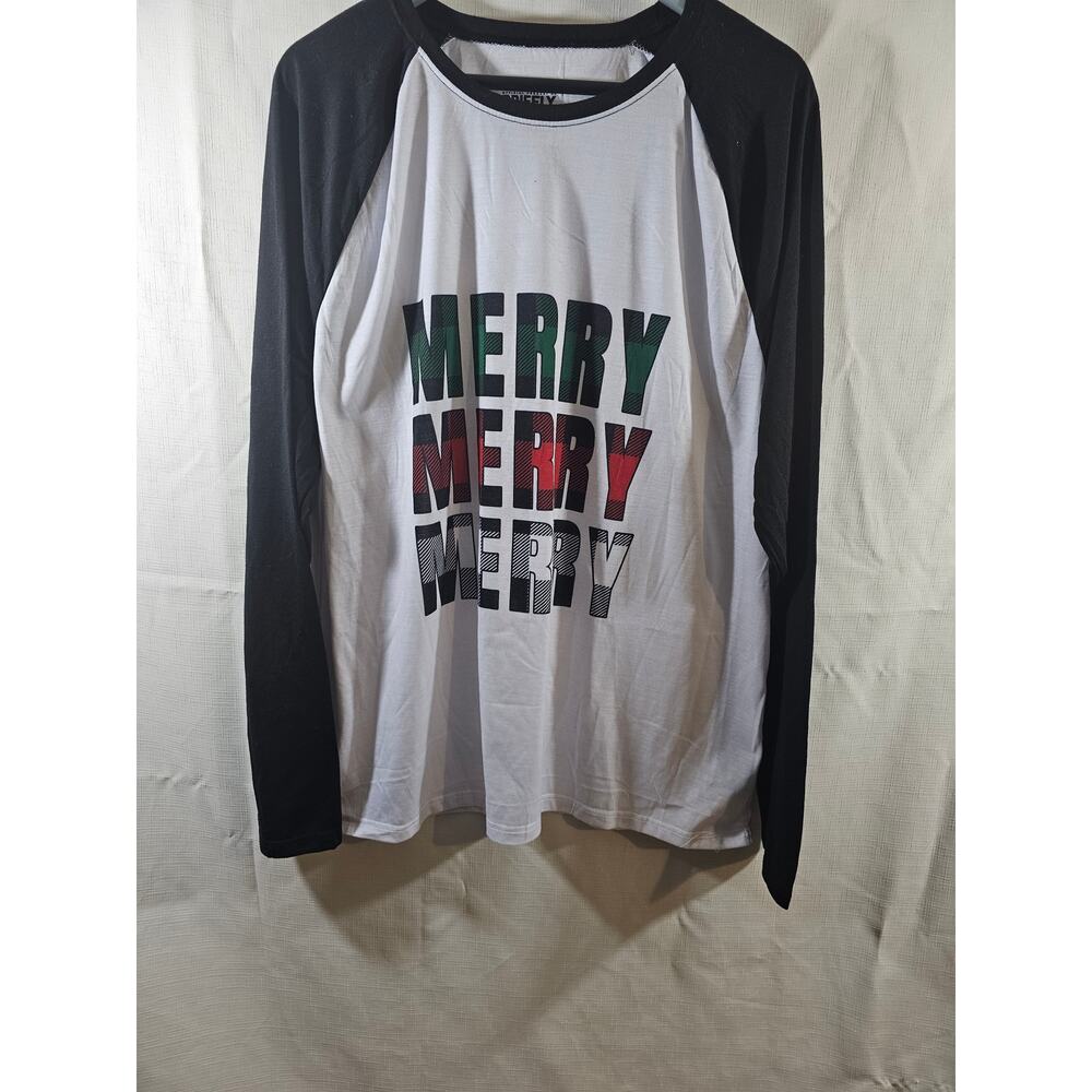 Briefly Stated Pajama Shirt Adult XLarge Merry Merry Merry Red Green White Black